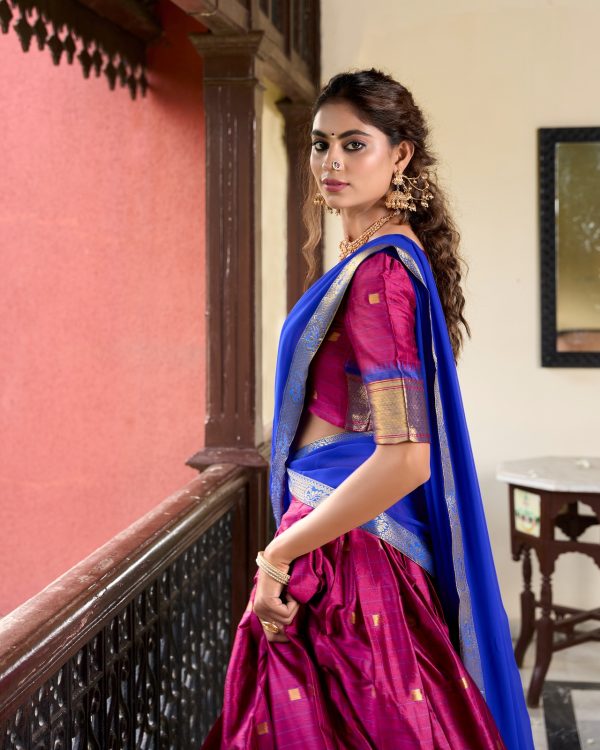 Graceful Pink Color Cotton Silk Weaving Paithani Concept Lehenga Choli