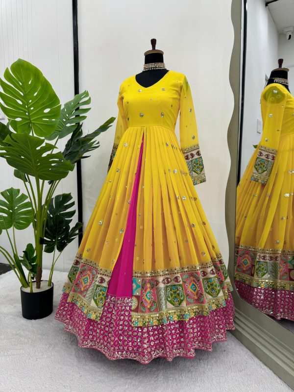 Peaceful Yellow Color Georgette Thread Sequence Lehenga Choli