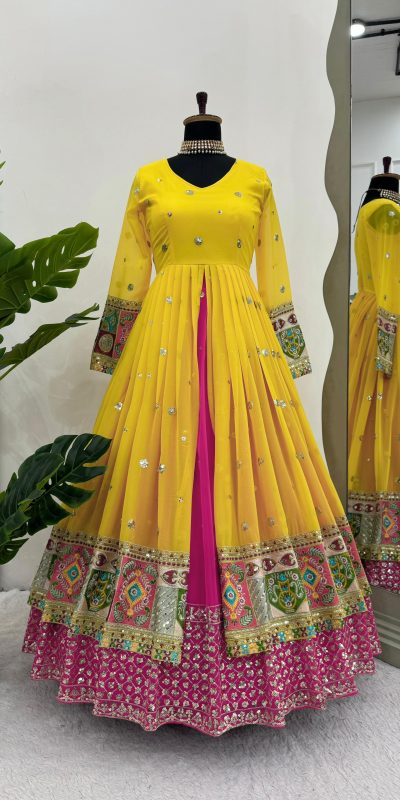 Peaceful Yellow Color Georgette Thread Sequence Lehenga Choli