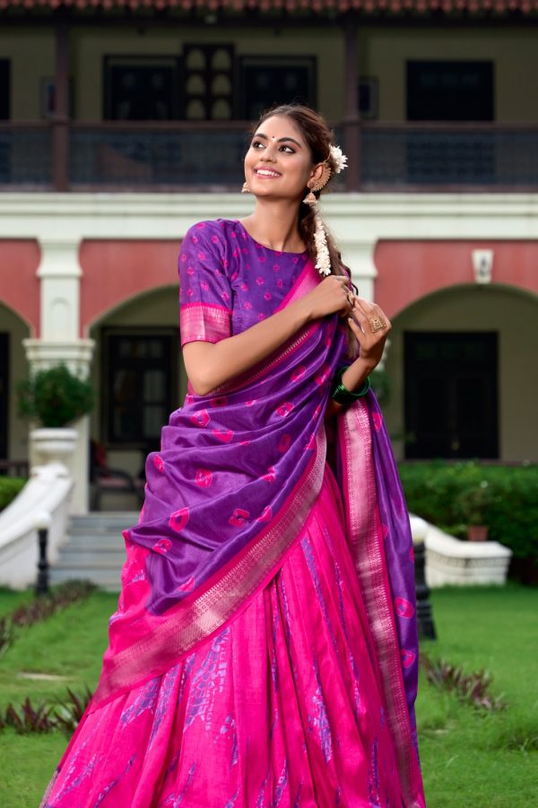 Super Blue Color Dola Silk Shibori Print Zari Weaving Lehenga Choli