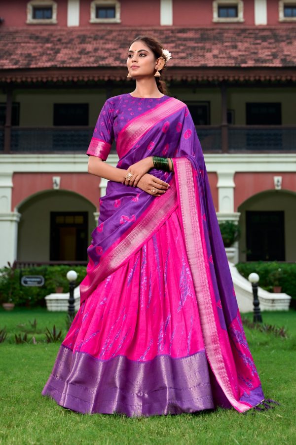Super Blue Color Dola Silk Shibori Print Zari Weaving Lehenga Choli