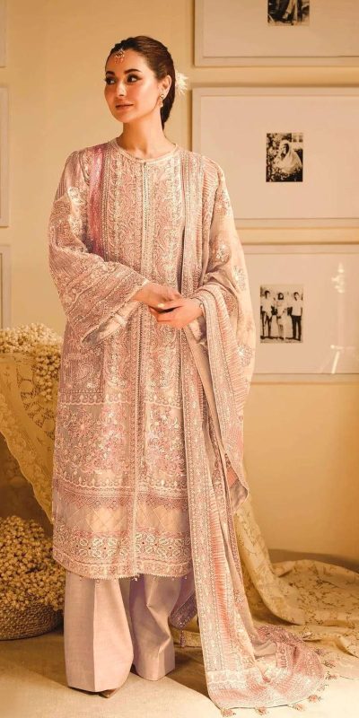 Amazing Creamy Color Fox Georgette With Embroidery Sequence With Moti Salwar Suit