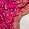 Amazing Pink Color Jacquard Weaving With Embroidery Cording Lace Saree