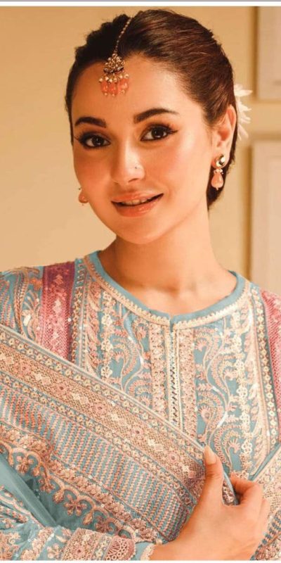 Amazing Sky Blue Color Fox Georgette With Embroidery Sequence Moti Salwar Suit