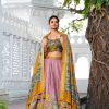 Amazing Yellow Color Dola Silk Kalamkari Print Zari Border Lehenga Choli