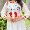 Milky White Cotton Flex and Rayo Embroidery Work Kurti