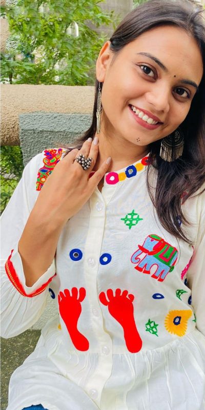 Beautiful White Color Cotton Flex and Rayo Embroidery Work Kurti