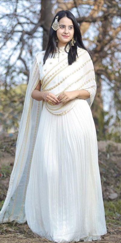 Exotic White Color Georgette Threadbare With Sequin Work Anarkali Gown