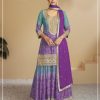 Fancy Purple Color Chinon Digital Print With Mat Sequence work Sharara