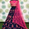 Fantastic Navy Blue Color Zari Dori Embroidery Net Lehenga Choli