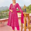 Fantastic Pink Color Rayon Alia Cut With Embroidery Work Kurti
