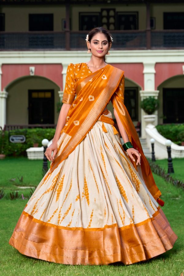 Fantastic Yellow Color Dola Silk Shikora Print Zari Border Lehenga Choli
