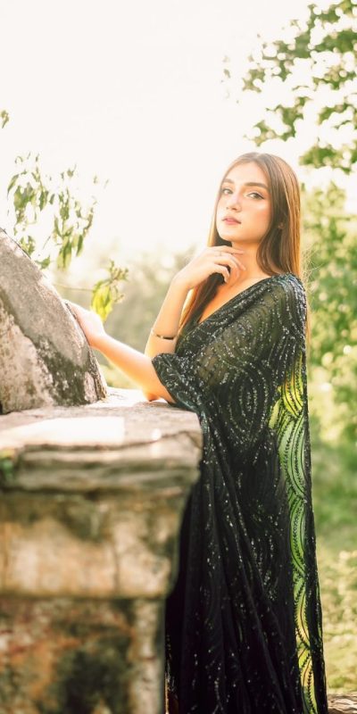 Glowing Black Color Georgette 60 Gram 5MM Sequins Embroidery Work Saree