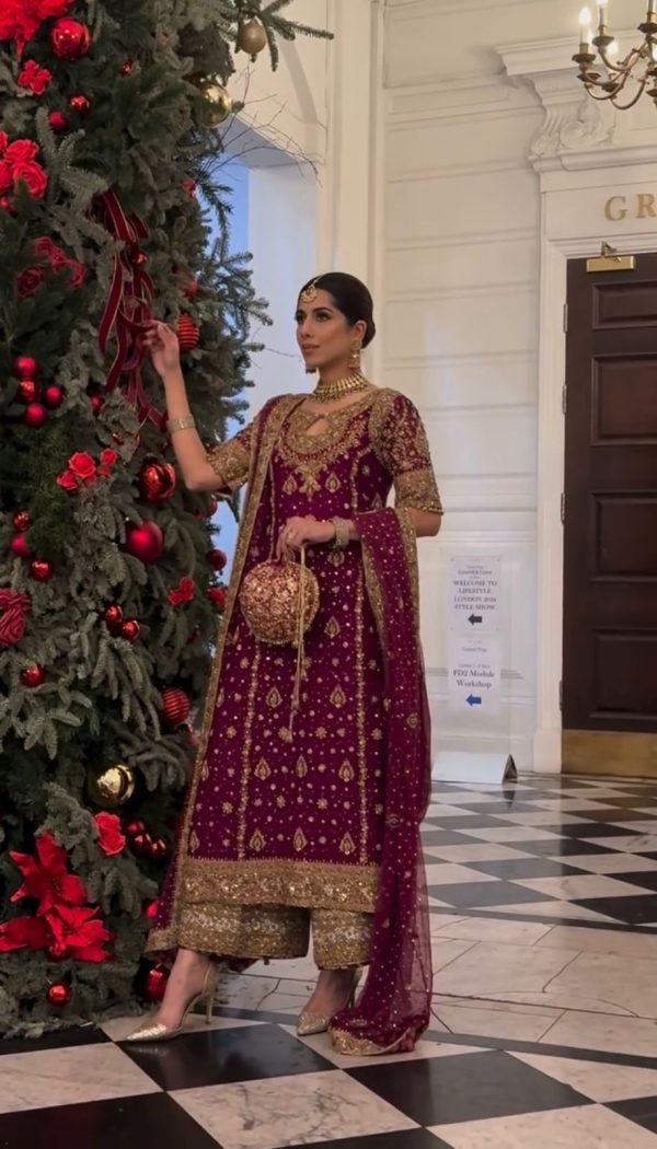 Red Faux Georgette With Embroidery Sequence Work Salwar Suit - Image 2