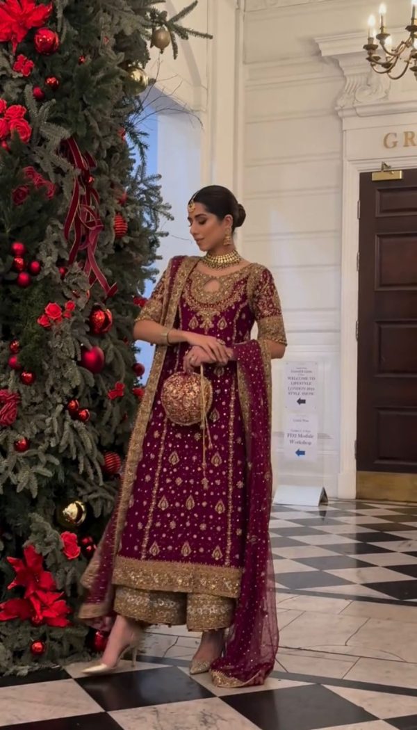 Red Faux Georgette With Embroidery Sequence Work Salwar Suit - Image 5