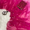 Gorgeous Pink Color Georgette With Sequence Worked Butti Saree