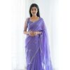 Purple Soft Lilan Cotton Pallu Jacquard Work Saree