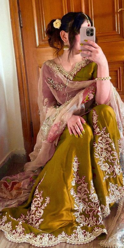 Graceful Yellow Color Chinnon Silk With Embroidery Work Sharara Suit