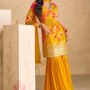 Pretty Yellow Color Chinon Printed Embroidery Work Sharara Suit
