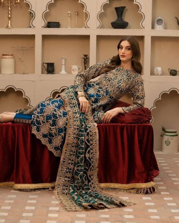 Navy Blue Faux Georgette With Embroidery Sequence With Beads Work Salwar Suit - Image 4