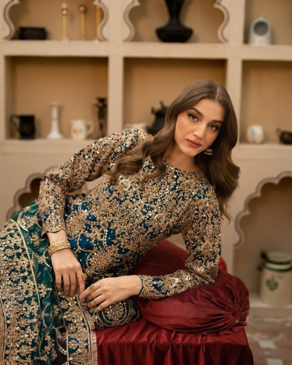 Navy Blue Faux Georgette With Embroidery Sequence With Beads Work Salwar Suit - Image 5