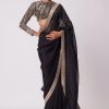 Black Rangoli Silk Heavy Coding Embroidery Lace In Border Saree