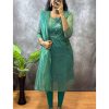 Superb Green Color Heavy Twill Golden Shining Fabric Kurti