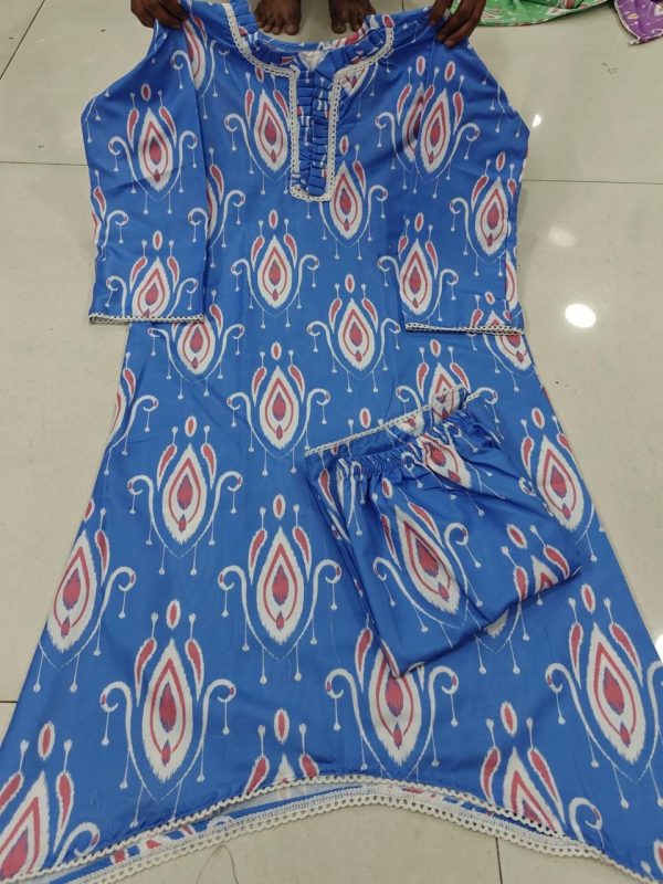 Amazing Blue Color Rayon Wood With Print Salwar Suit