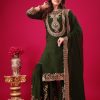 Amazing Bottle Green Color Faux Georgette With Embroidery Sequence Thread Work Salwar Suit