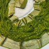 Green Viscose Georgette With Running Blouse Saree