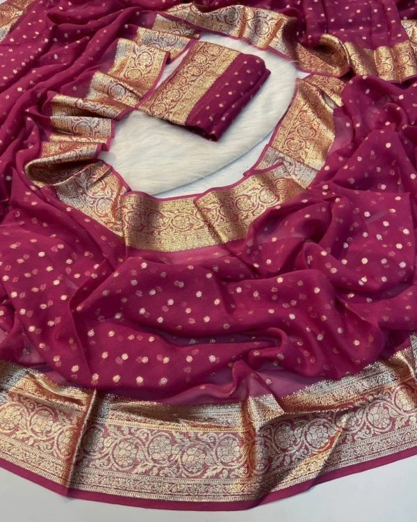Maroon Viscose Georgette With Running Blouse Saree