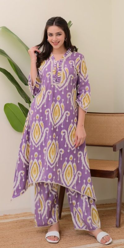 Amazing Purple Color Rayon Wood With Print Salwar Suit