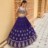 Navy Blue Chinon Silk Embroidery Sequence Work Lehenga Choli