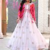 White Chinon Cording Sequence Embroidery Work Anarkali Gown