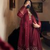 Maroon Faux Georgette Pal Diamond Hand Work Salwar Suit