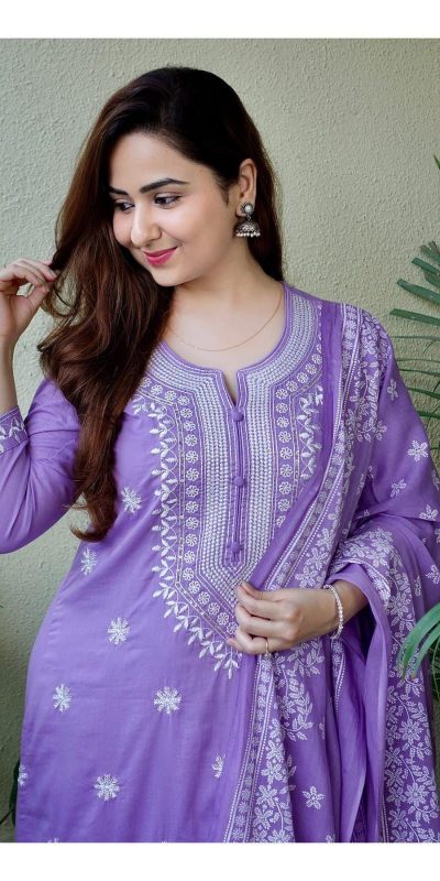 Fantastic Purple Color rayon cotton with embroidery work Salwar Suit