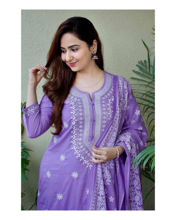 Fantastic Purple Color rayon cotton with embroidery work Salwar Suit