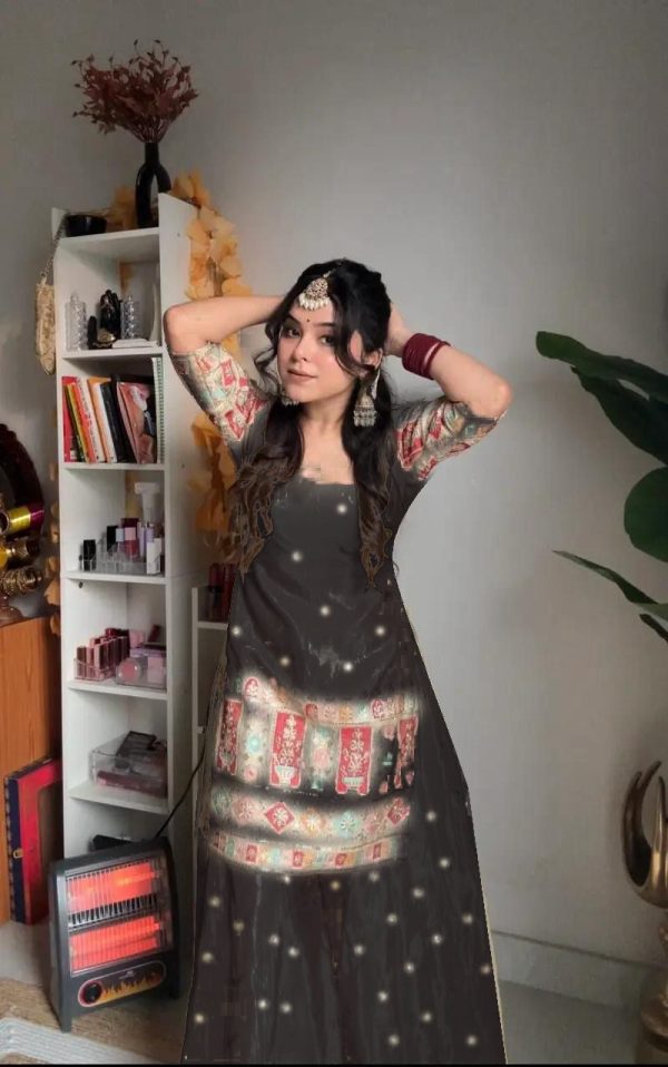 Black Chinnon Silk Embroidery Work Salwar Suit