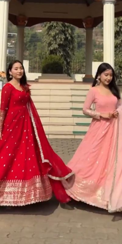 Glowing Cream Color Fox Georgette With Embroidery Work Anarkali Gown