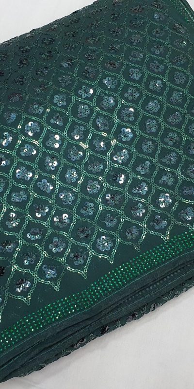 Green Georgette Dual Sequins Embroidery Sequins Work Saree