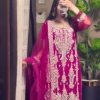 Pink Fox Georgette Sequence Embroidery Work Pari Lace Salwar Suit