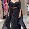 Lovely Black Color Satin Silk Thread With Sequence Dhoti Suit
