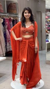 Lovely Orange Color Satin Silk Thread With Sequence Dhoti Suit