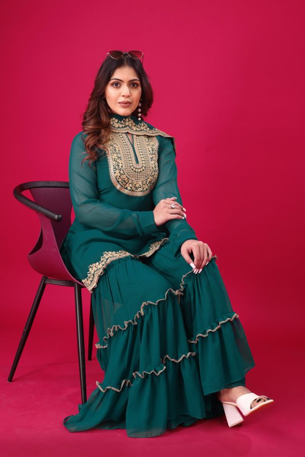 Blue Faux Georgette Embroidery Sequence Work Salwar Suit - Image 8