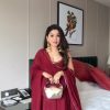 Maroon Foix Georgette Thread Real Mirror Diamond Salwar Suit