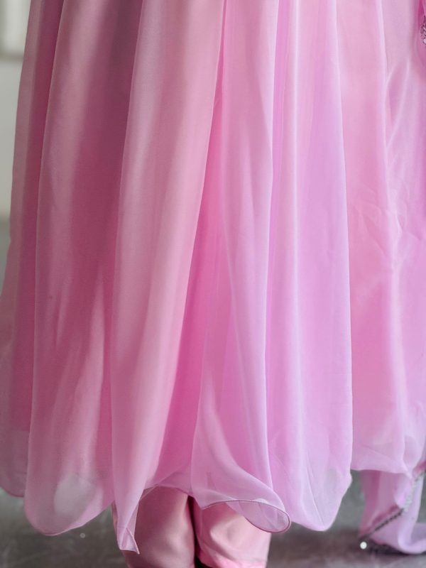 Baby Pink Foix Georgette Embroidery Work Anarkali Gown - Image 6