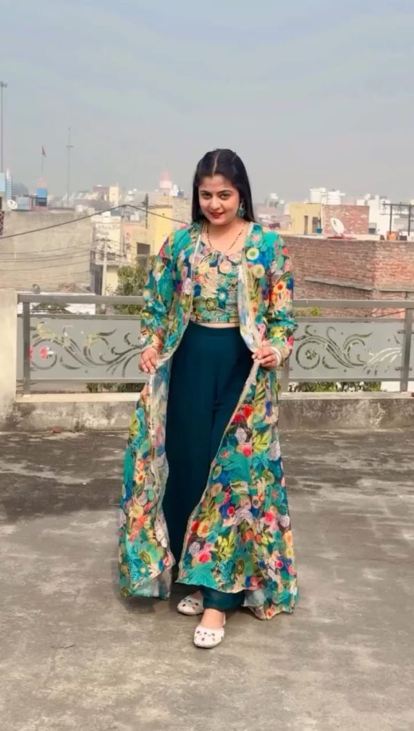 Green Fox Georgette Digital Print Work Salwar Suit