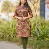 Green Simmer Silk Office Wear Printed Kurti