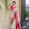 Half White Soft Litchi Silk Jacquard Work On All Over Saree