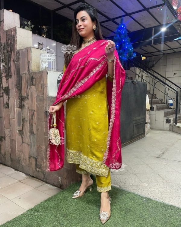 Mahandi Chinon Embroidery Work Salwar Suit - Image 2